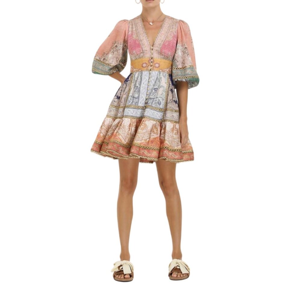 Zimmermann Pink and Blue Patterned Mini Dress